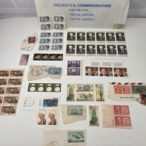 Vintage USPS Mint Stamp Collection Lot - Some Used & Plate Block (1940s-80s)